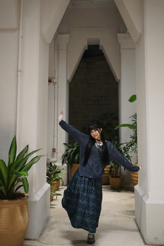 【超高質𖤐 ̖́-!】Plaid worker skirt - blue