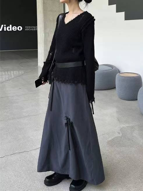 (My picks!) 西裝小蝴蝶結半裙 / Charcoal