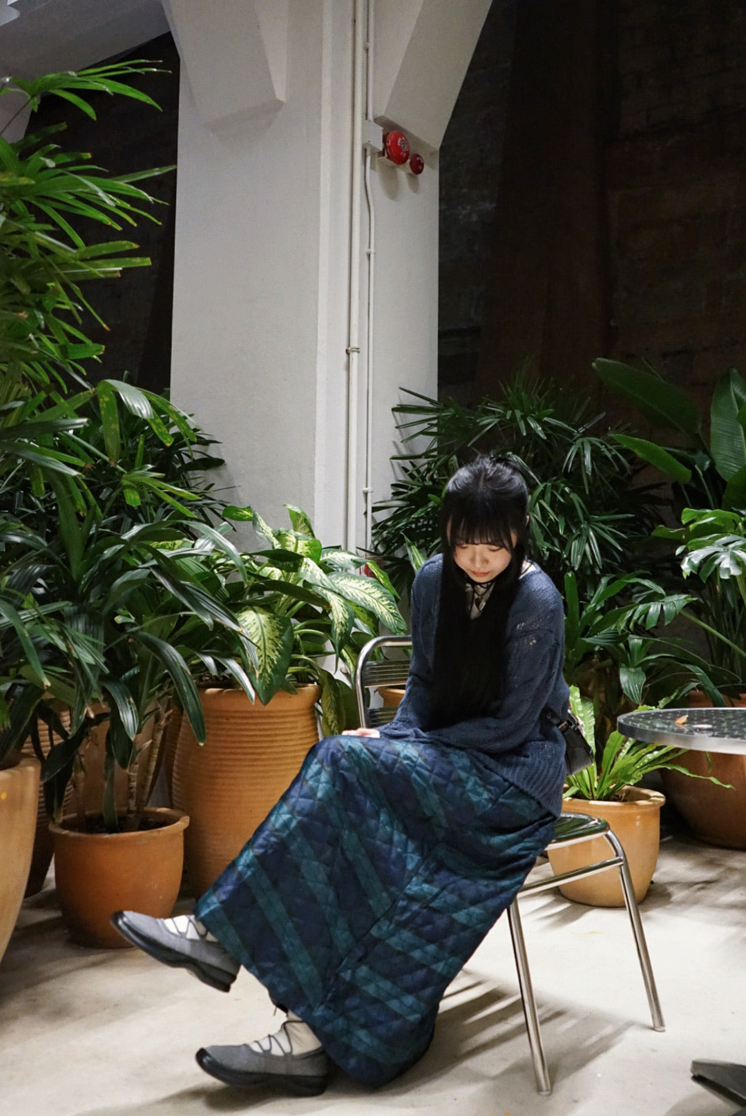 【超高質𖤐 ̖́-!】Plaid worker skirt - blue