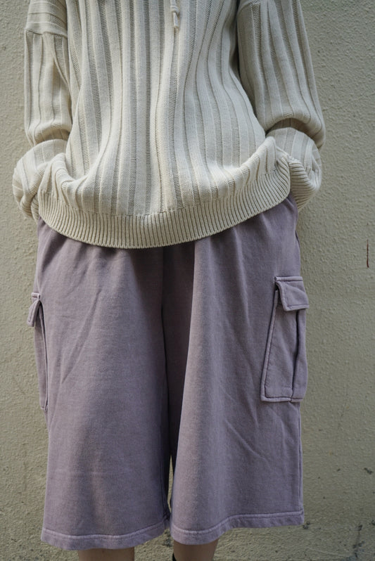 【Basic Bottom !】Oversized Cargo Shorts - Washed pink