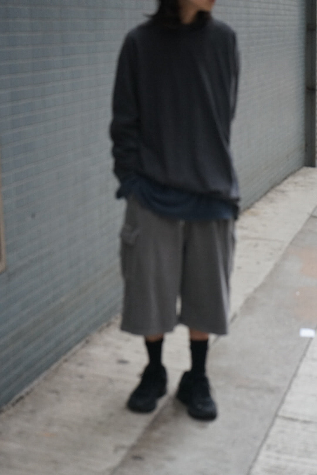 【Basic Bottom !】Oversized Cargo Shorts - Grey
