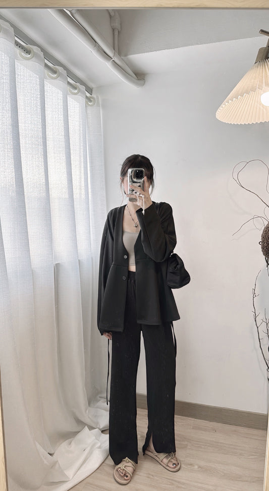 【店主自留!🪡】Collarless blazer/ black