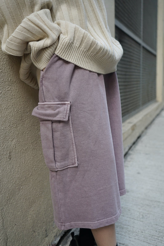 【Basic Bottom !】Oversized Cargo Shorts - Washed pink