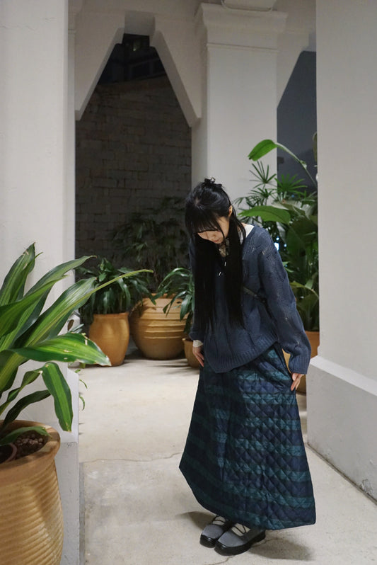 【超高質𖤐 ̖́-!】Plaid worker skirt - blue