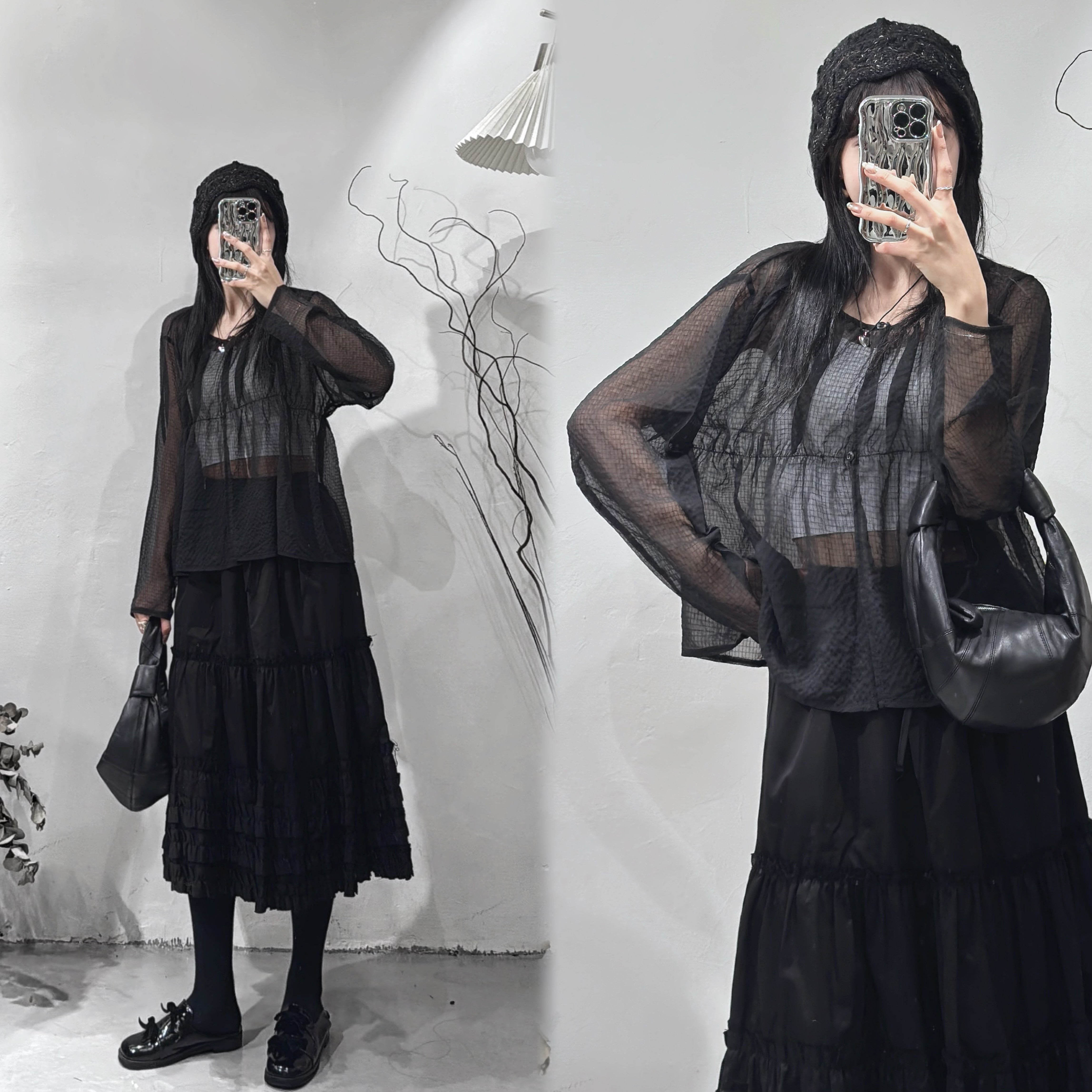 [ 2-ways! 前後可穿💖 ] kiwi blouse / black