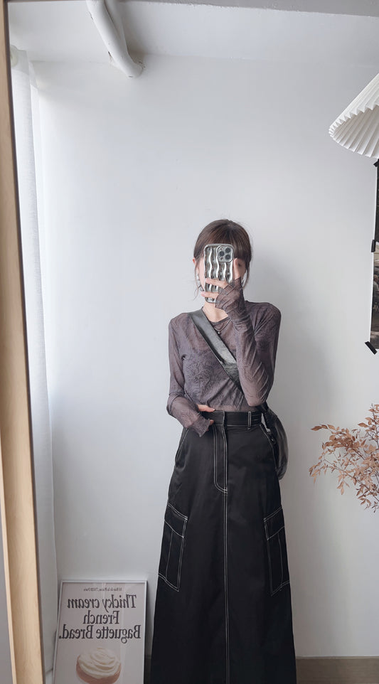 Stitching cargo skirt/ 4 colors