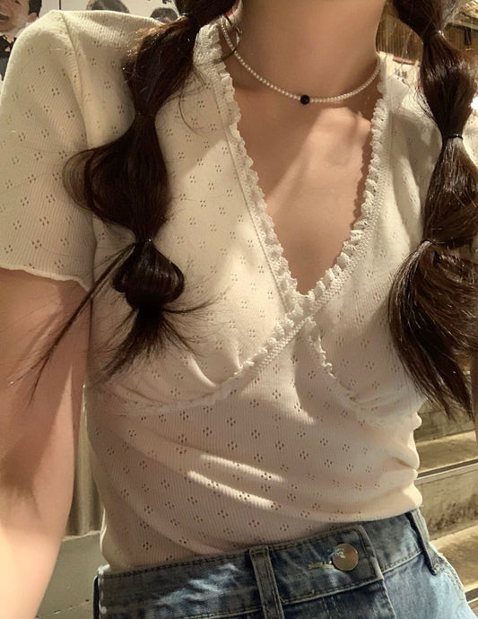 【超顯瘦!自留兩色!】V-neck floral top/ 3 colors