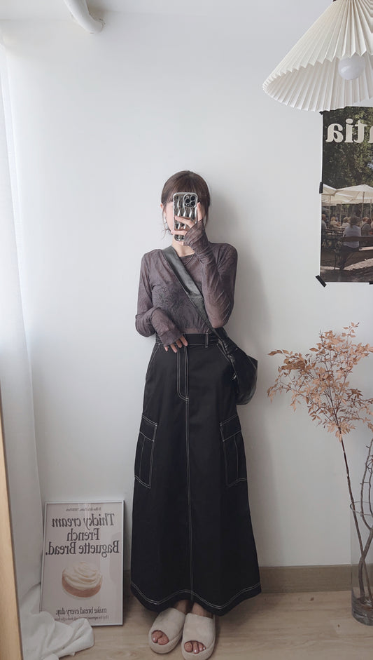 Stitching cargo skirt/ 4 colors