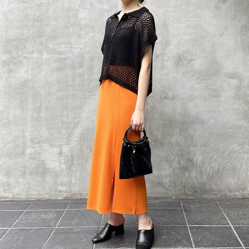 Mesh Knitted Polo Top