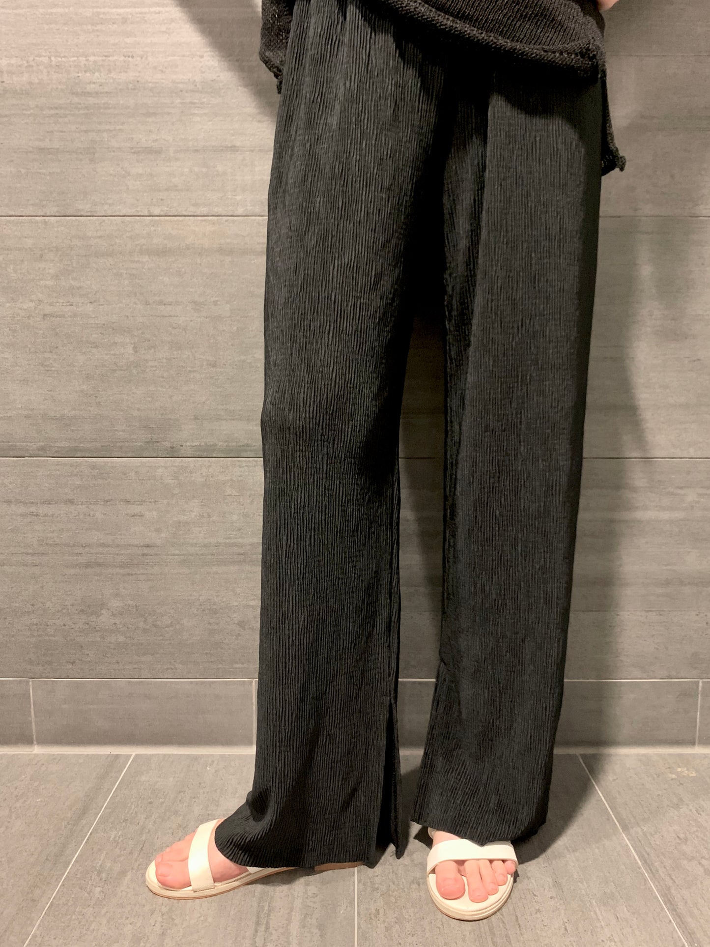 (皇牌直紋褲!) Side Split Straight Pants
