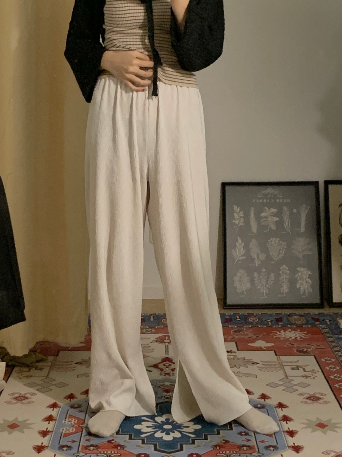 (皇牌直紋褲!) Side Split Straight Pants