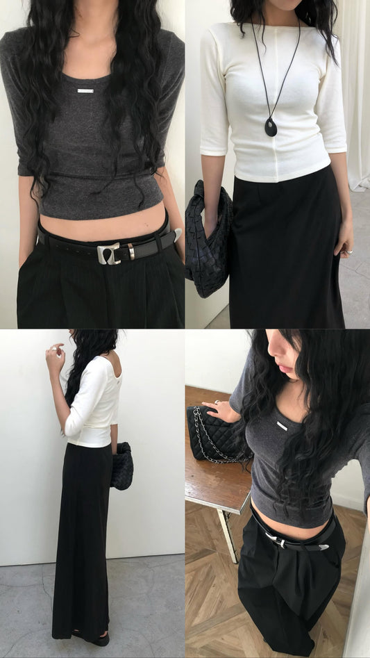 [ 預訂.˚‧💭 ] [ 超舒適！] Mid sleeve 2-way top / 3 colors