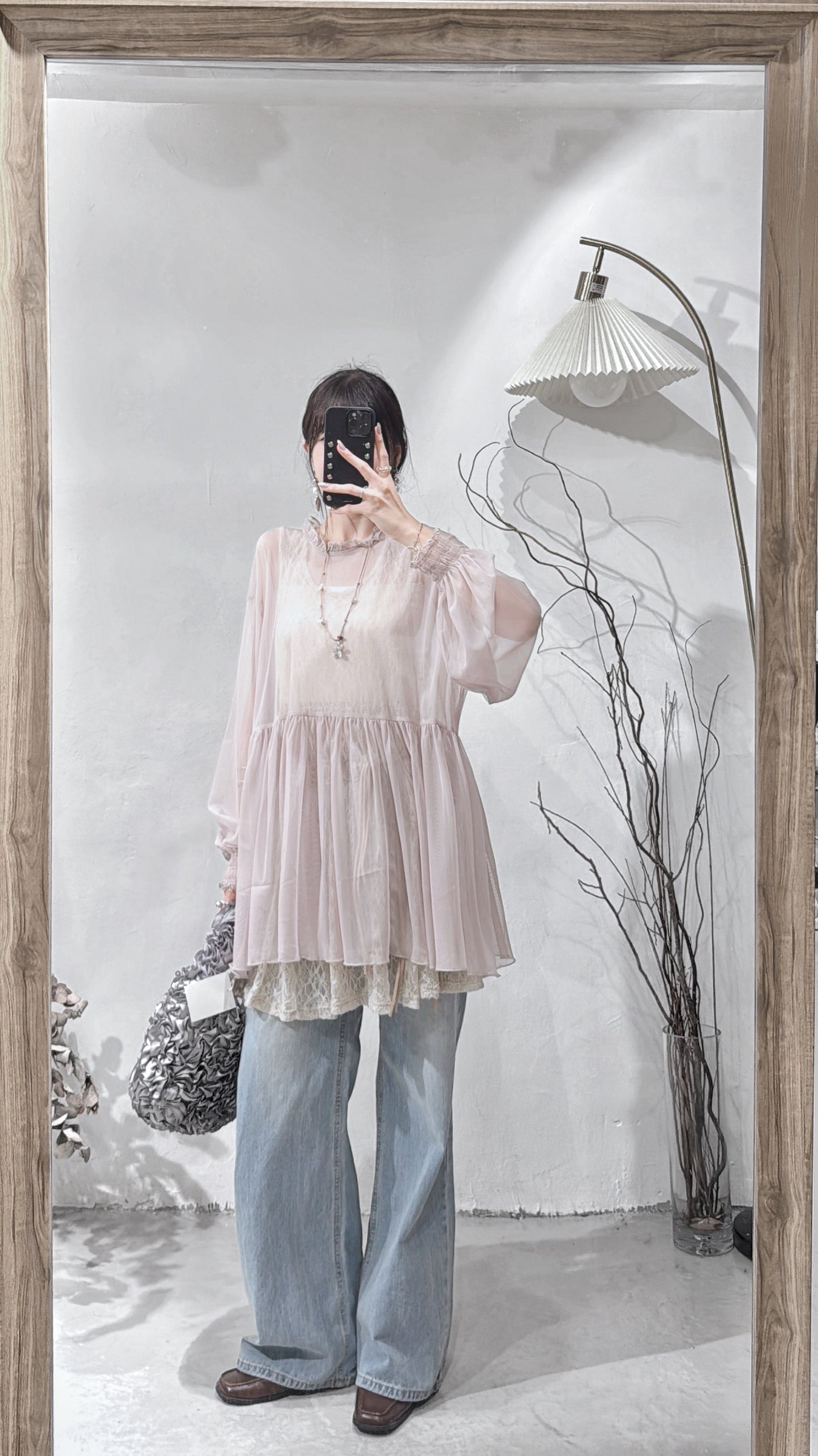 [ 現貨/預訂 ⋆.𐙚 ̊ ] [ 輕身！通透感！] Collared blouse / beige