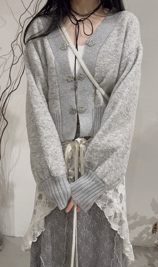 [ 限量現貨 ⋆✴︎˚｡⋆！] v-neck vintage cardigan / grey