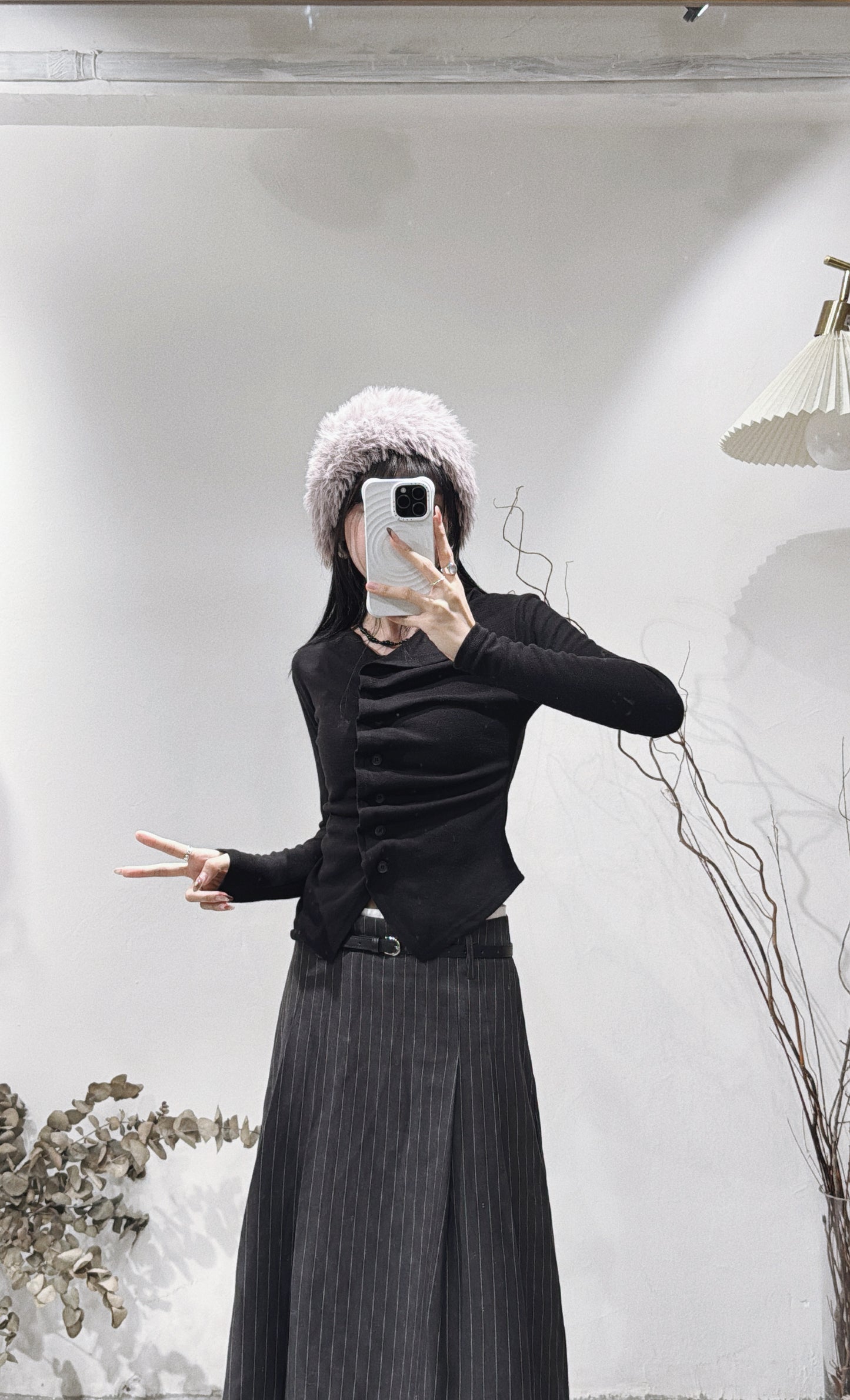 [ new year picks! 🧧 ] ruffle shirring top / black