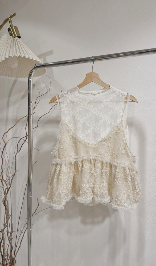 [ 八月限定  ⋆⭒˚.⋆ ] [ 一套兩件 ] set 0874 · cream