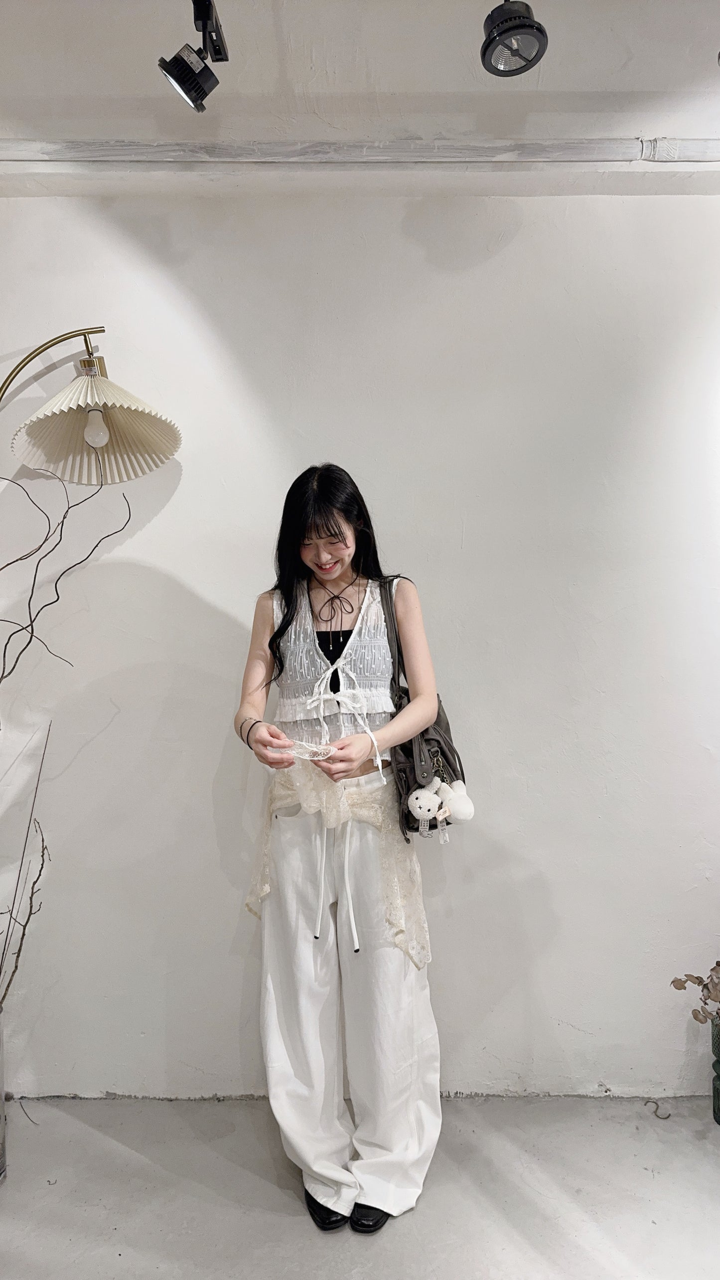 [ 現貨在途 𐙚˙⋆.] layered dobby vest / white