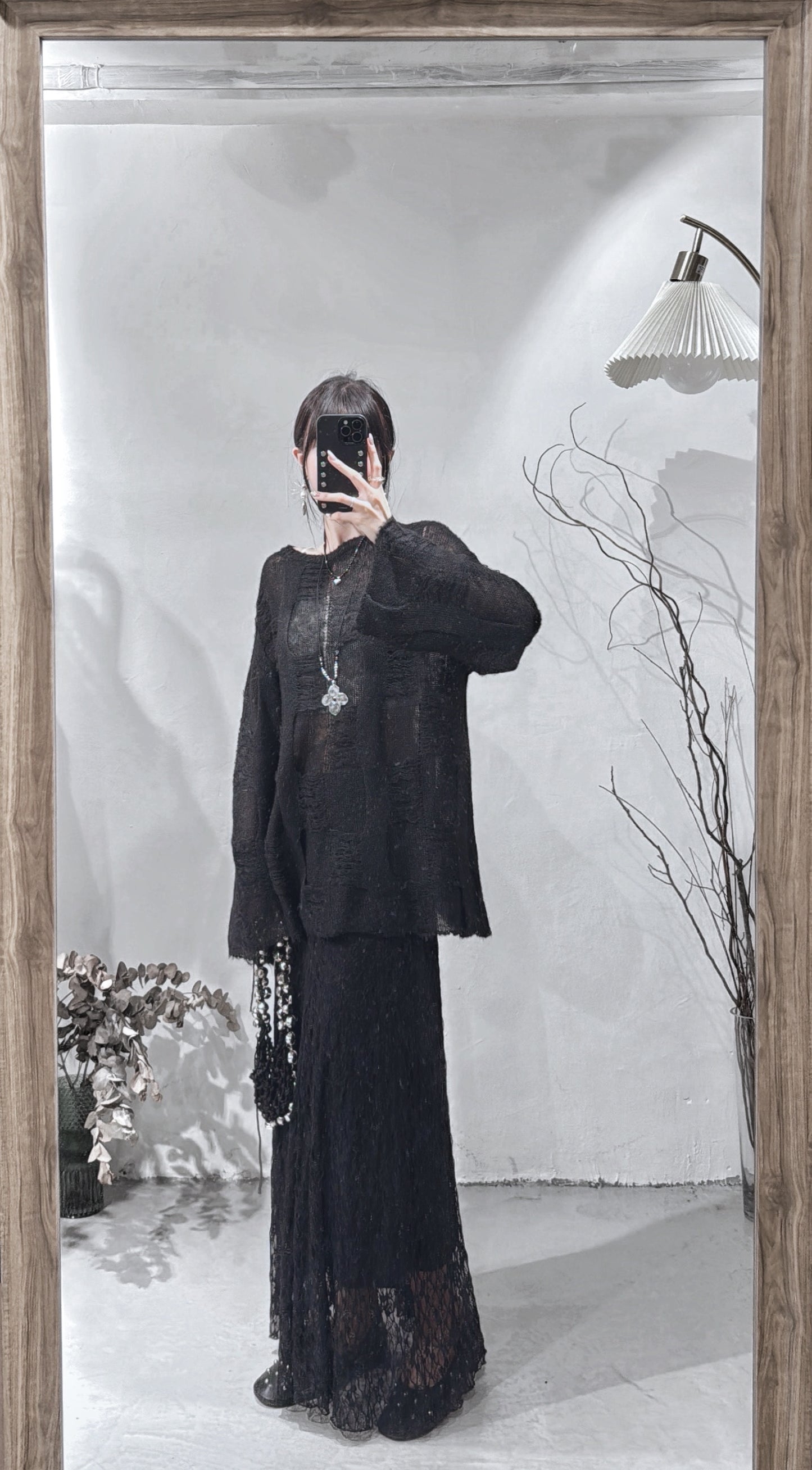 [ 現貨/預訂 ⋆.𐙚 ̊ ] [ 大推！超親膚馬海毛 ] Checkered mohair sweater / black