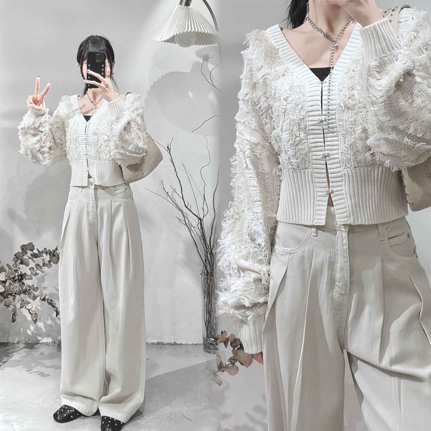 [ 現貨 ˚.🎀༘⋆] [ 限量！完售即止！] fringed outer / ivory