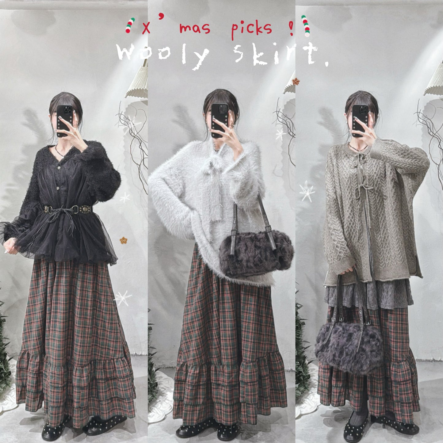 [ ༶⁺₊𓅯  x’mas special! 🎄] wooly skirt