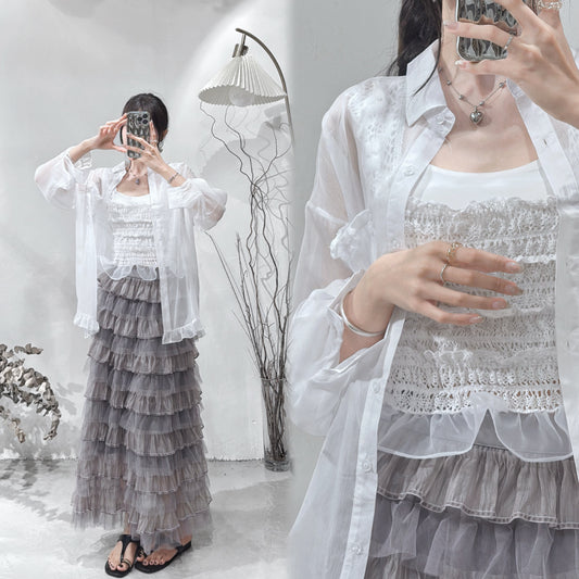 [ 選色困難症！] Candy See through Shirt / white