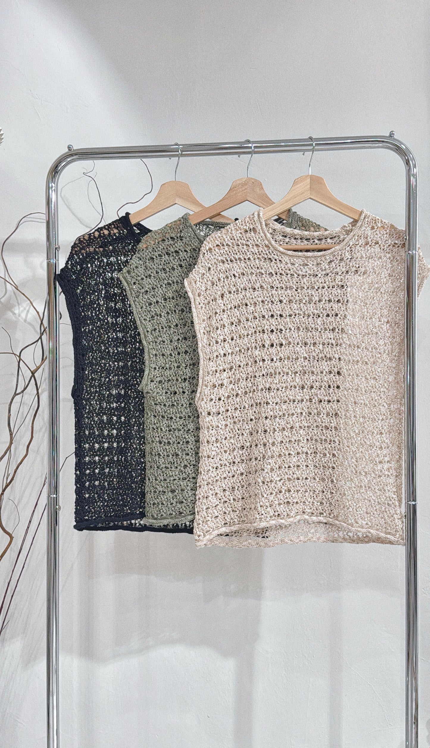 [ 現貨/預訂⋆⭒˚.⋆ ] mesh knit vest / olive
