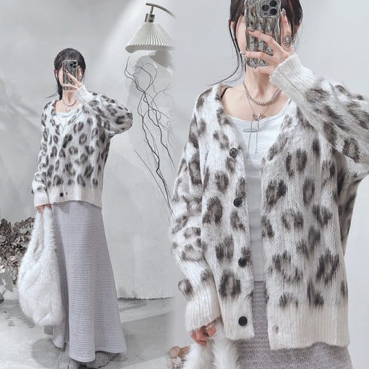 [ 現貨 / 預訂 ⋆𐙚 ̊ ] leopard cardigan / ivory