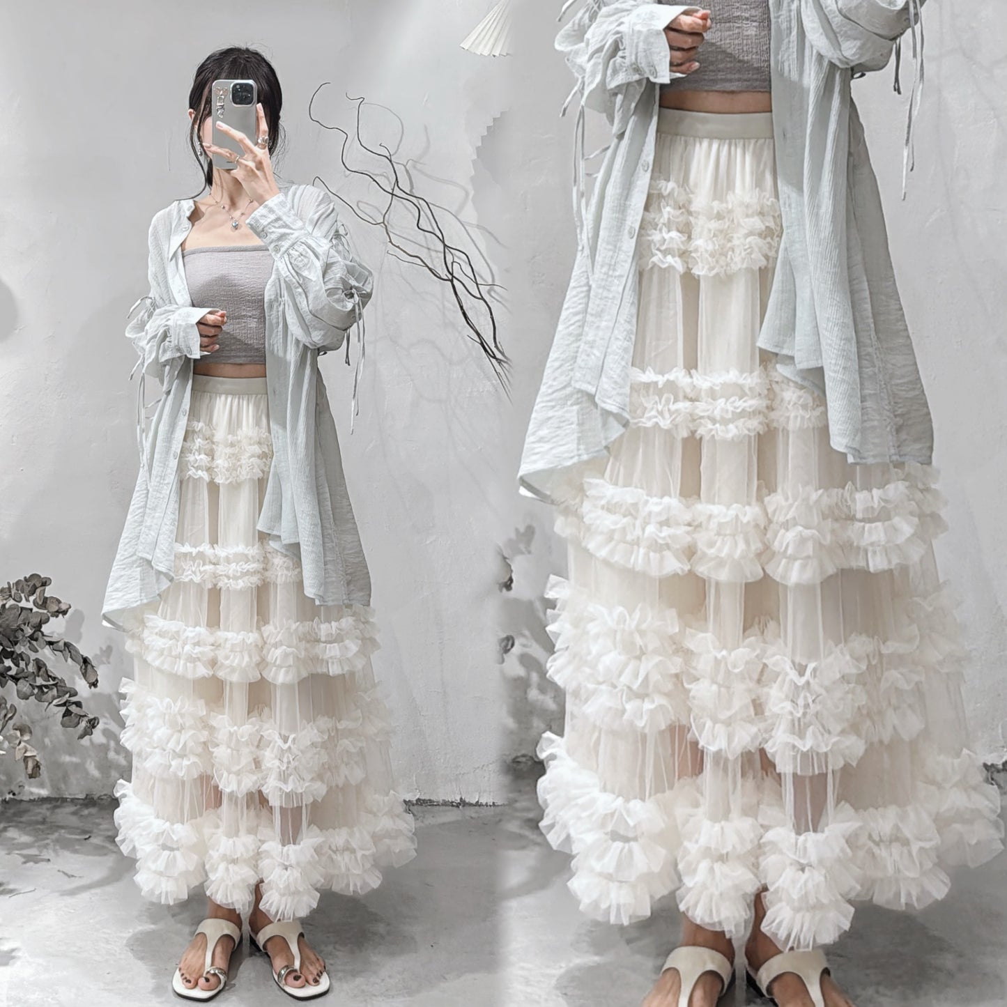 [ 預訂 ] Chiffon layered skirt / ivory