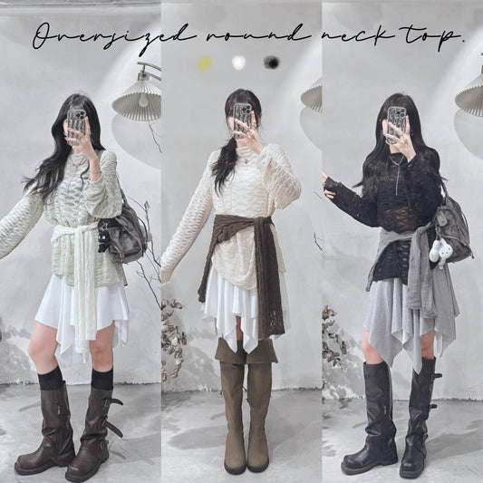 [ 現貨 / 預訂 ˖᯽ ݁˖ ] oversized crew neck top / 3 colors