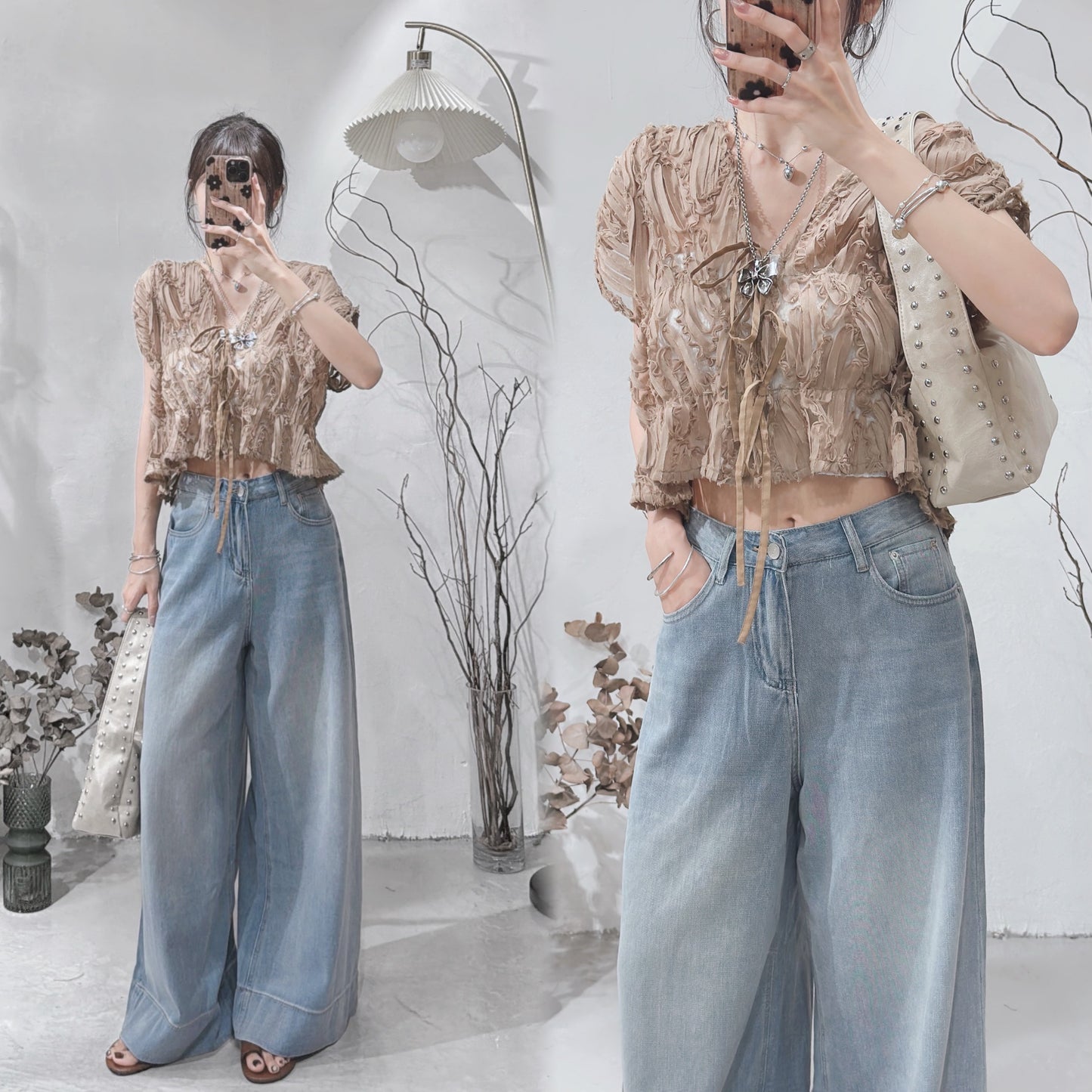 [ 現貨 ˚⊹♡ ] feather gilet vest / brown