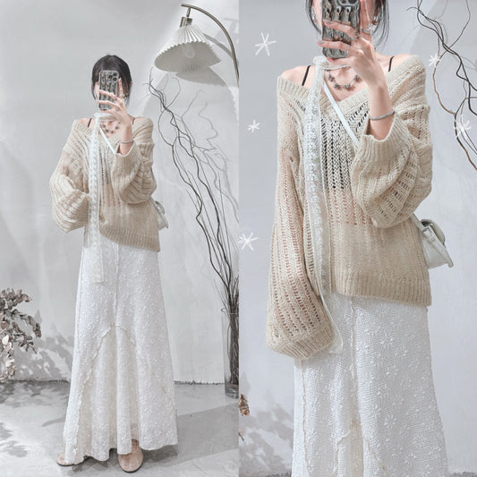 [ 限量現貨⋆✴︎˚｡⋆！] V-neck mesh sweater / 5 colors