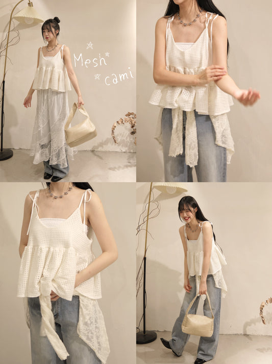 ［   ✮𓂂⋆預訂！超高質！ ] Mesh cami / white