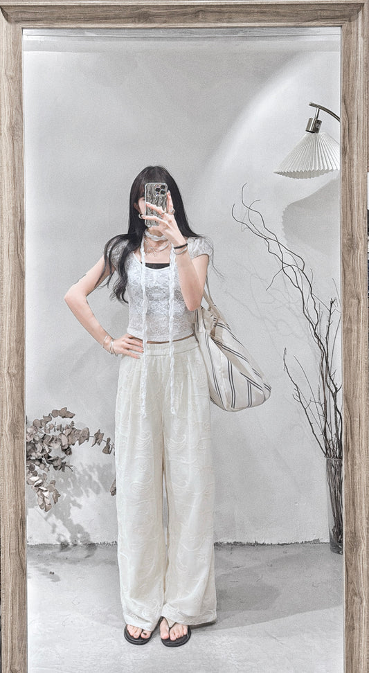 [ 現貨 / 預訂🪽⋆ ՙִՙ ] cute lace wide pants / 2 colors