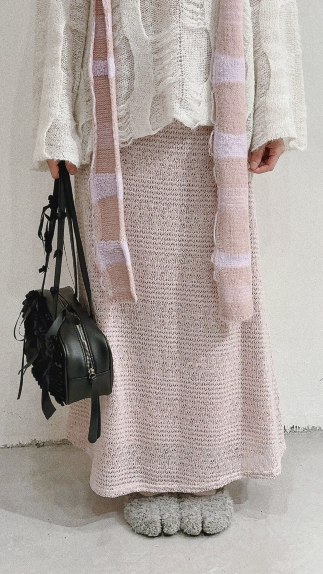 [ 現貨！新年限定 𝐏𝐈𝐍𝐊 𝐂𝐎𝐋𝐎𝐑  ] [ DDD MADE ˚.🎀༘⋆] knit mermaid skirt / pink