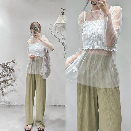 [ 完售即止！可分開穿！] Sheer set / white