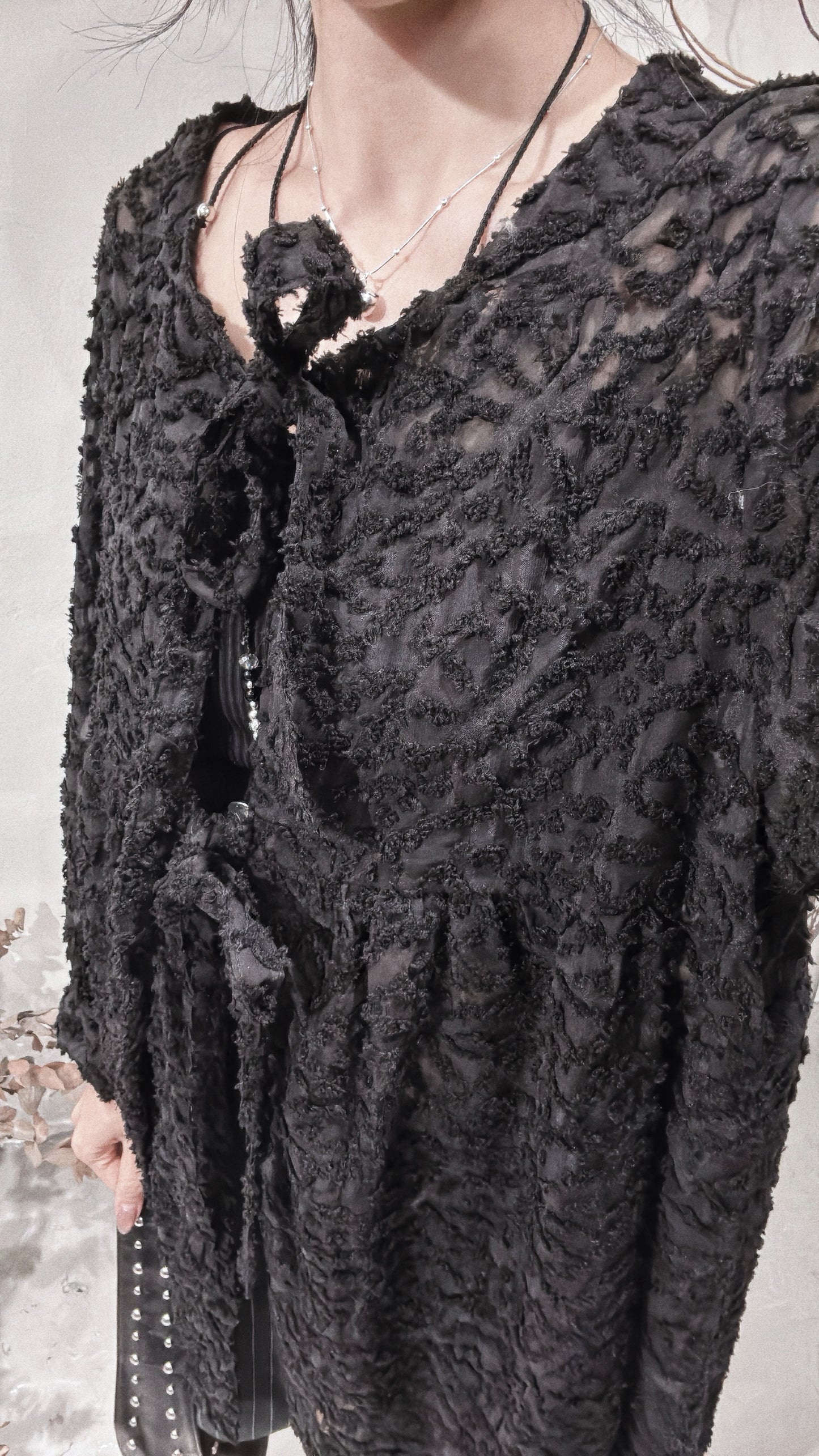 [ 現貨/預訂˚⊹♡ ] jacquard outer / black