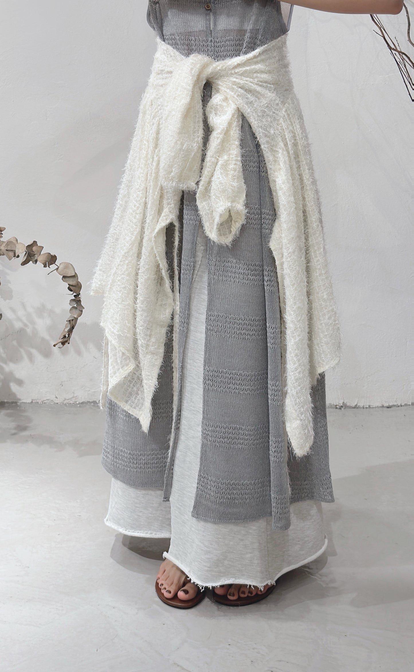 [預訂] Striped knit ops / grey