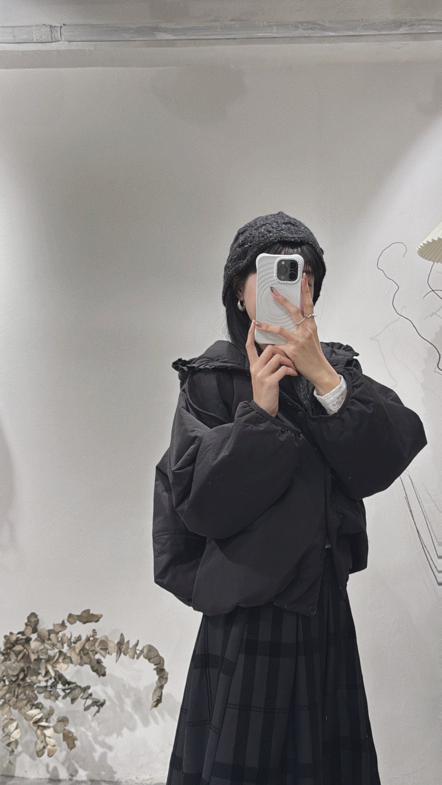 [ 🎀必收荷葉邊抽繩外套！] ranni jacket/ black