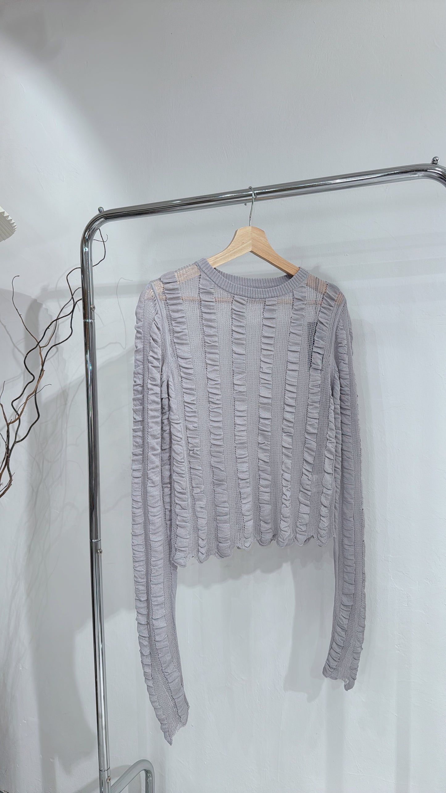 [現貨/預訂] Shirring see through top / grey