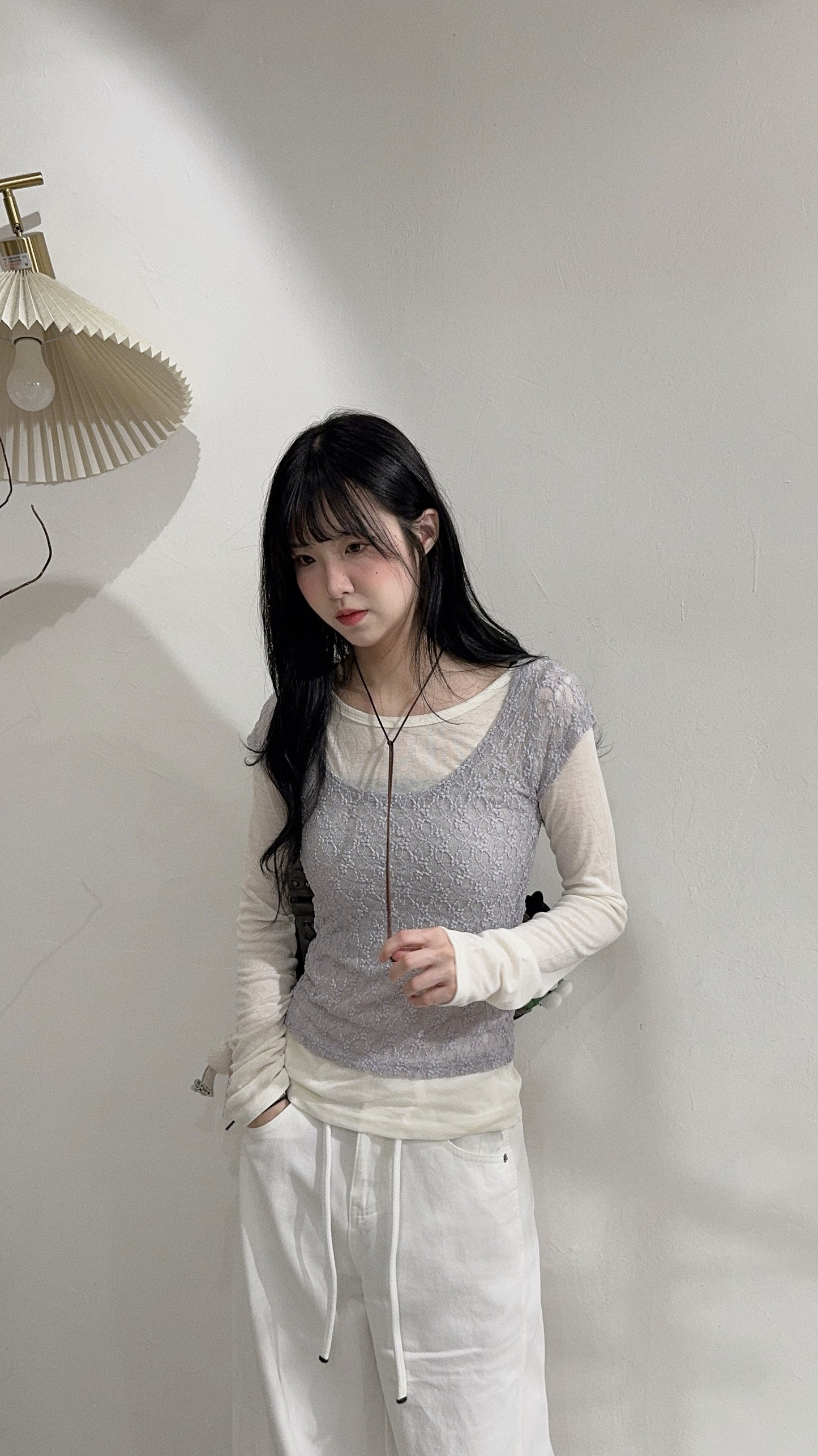 [ 預訂  ༠°◞✭ ゛] ［ 一套兩件 ] lace long sleeve set • 3 colors