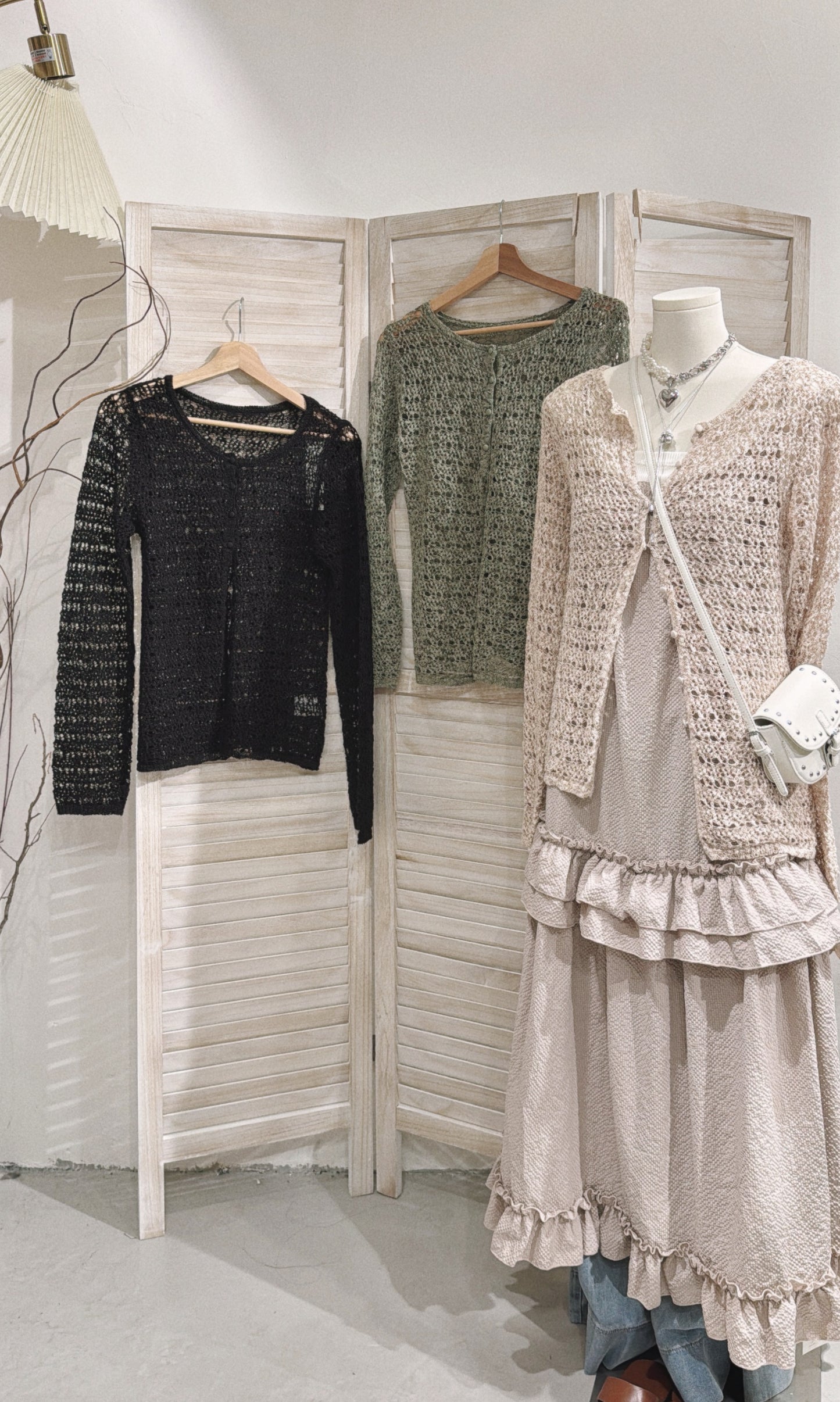 [ 現貨 𐙚˙⋆.] crocheted outer / beige