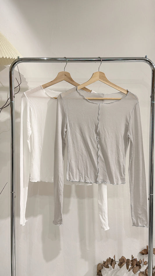 [ 預訂 ⋆𐙚 ̊ ] [ 超親膚！] wave ruffle top / 2 colors