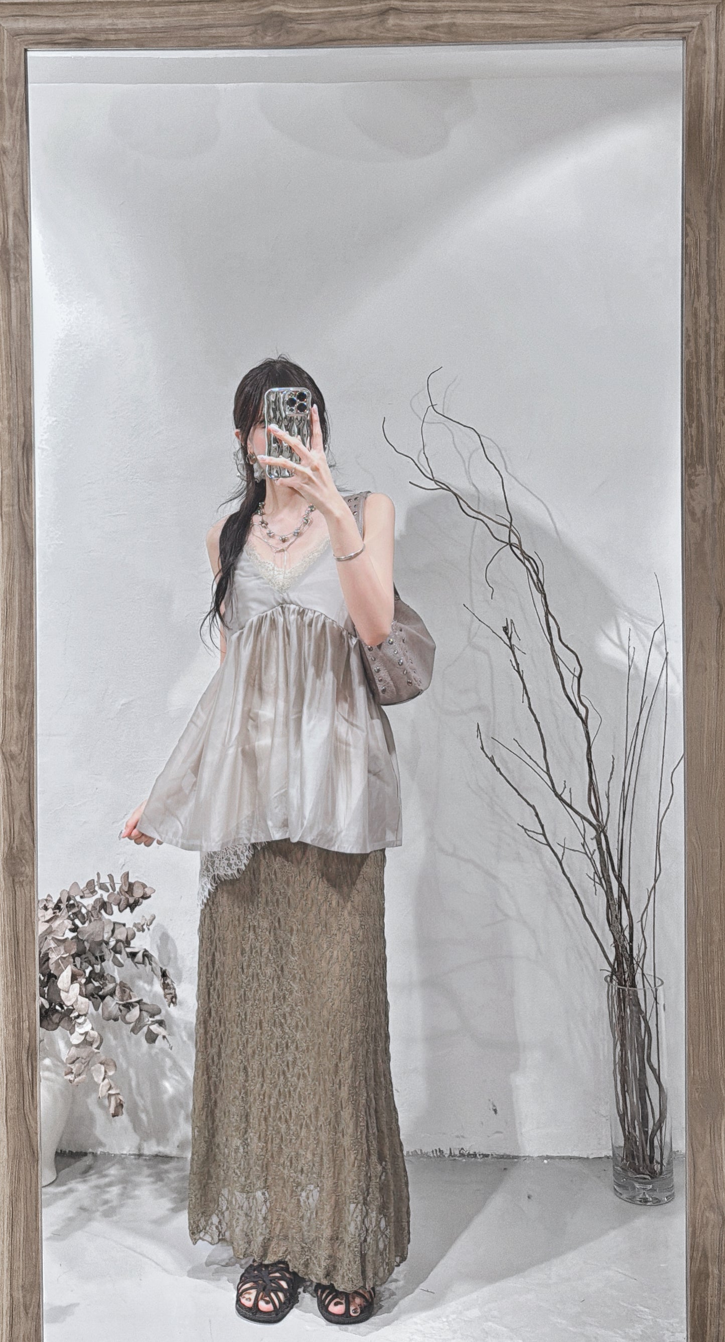 [ 限量現貨🪽⋆ ՙִՙ ] [ 更輕薄！] [ DDD MADE. ] Lace mermaid skirt • khaki