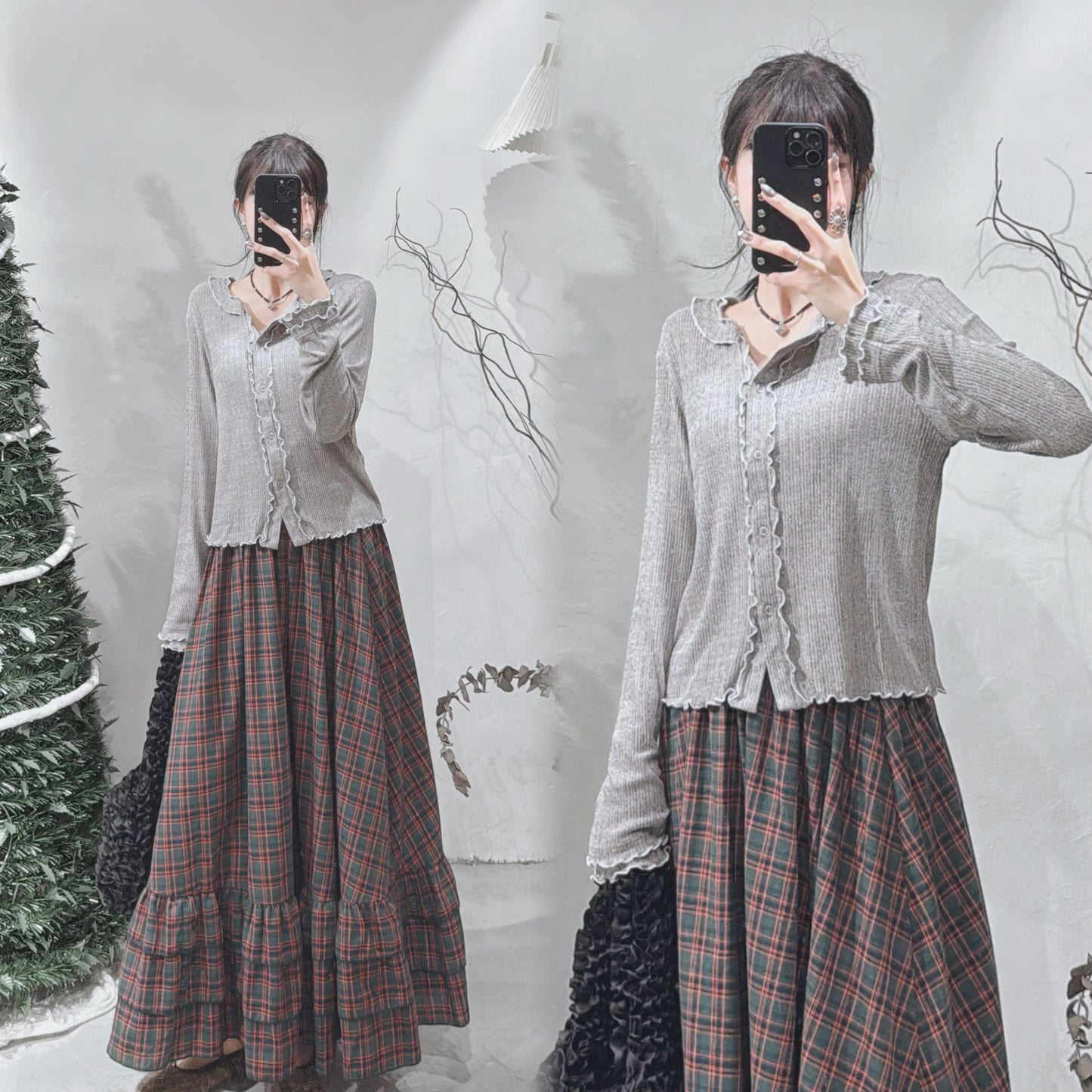 [ 現貨/預訂⋆⁺₊❅⋆ ] ruffle striped 2-ways top / khaki