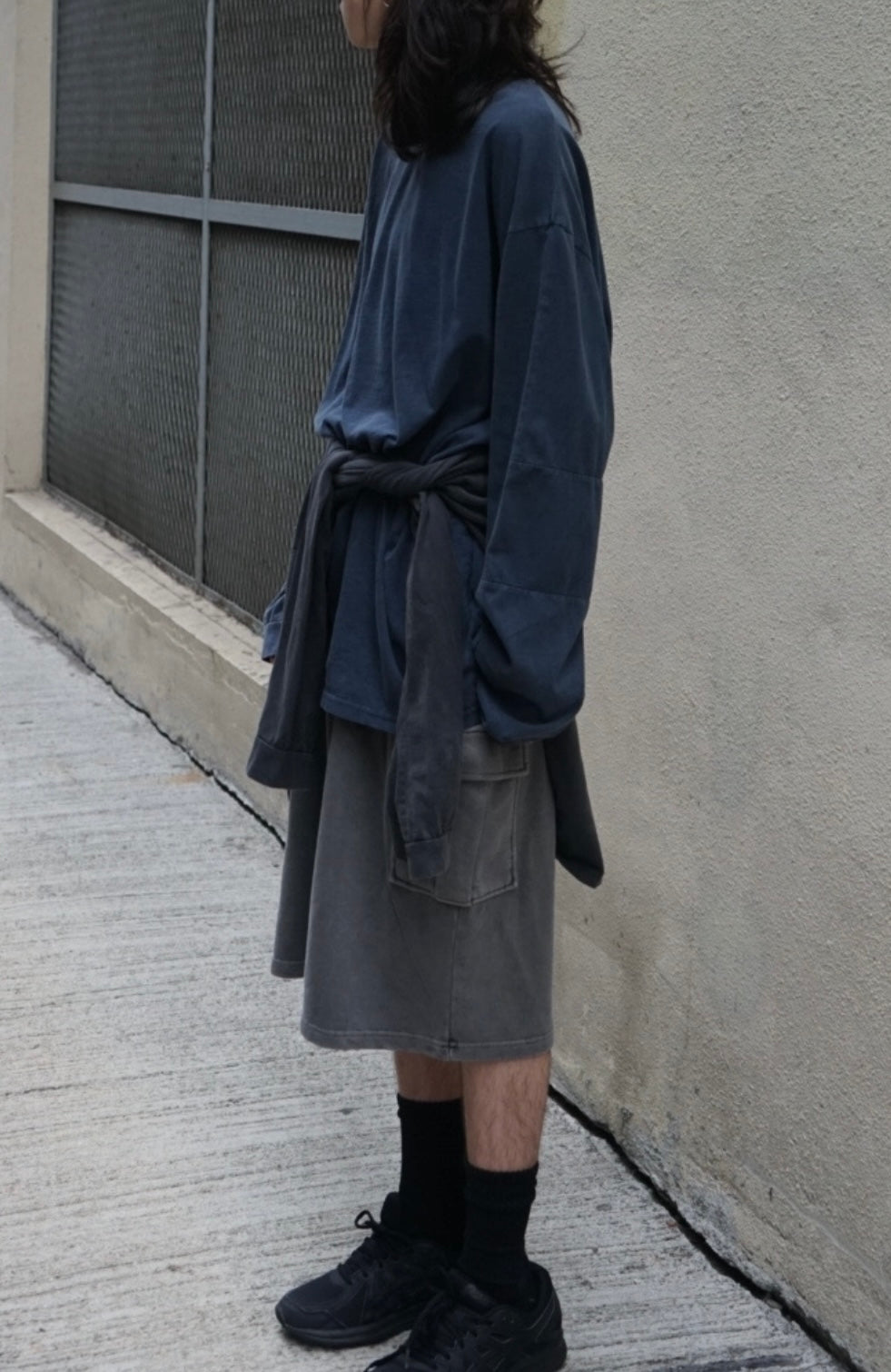 【Basic Items Option 】Oversized Dye Long Sleeve - Blue