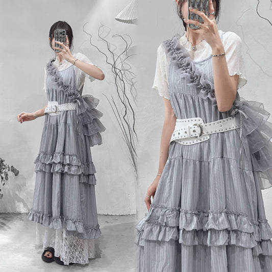[ 現貨/預訂⋆⭒˚.⋆ ] cake layered ops / grey-blue