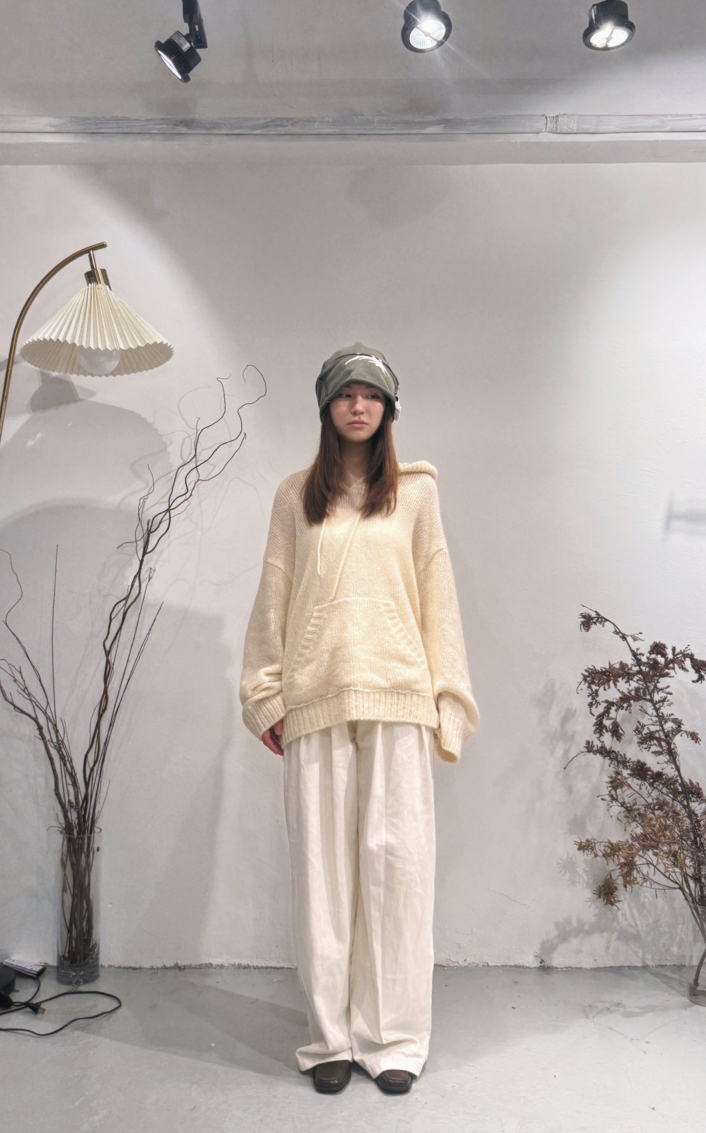[ cozy winter 🎀🎄] hooded oversized knit/ ivory