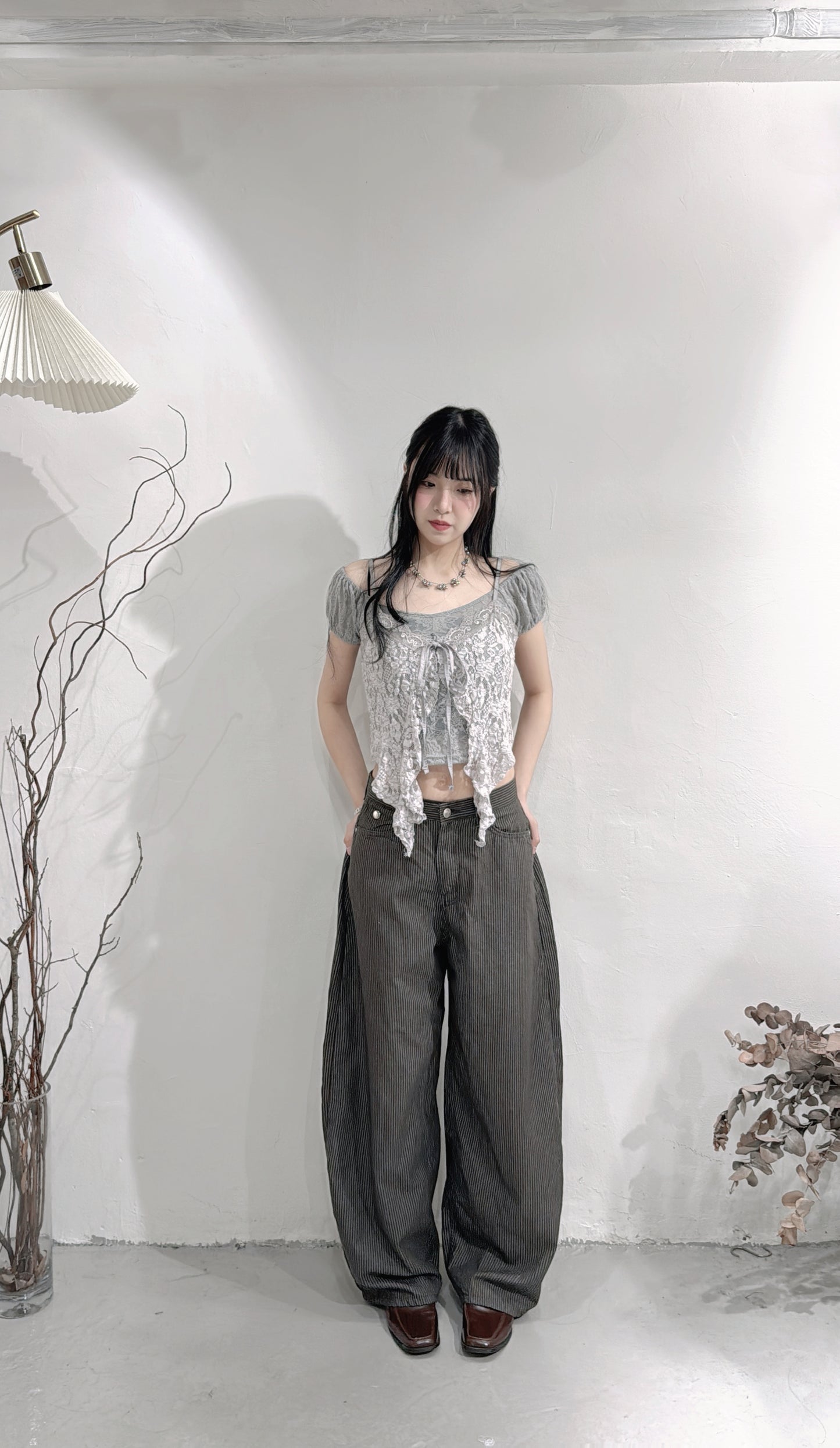[ 四月 set ˚🎾 ✧.* ] [ 一套兩件 ] top set 0435 •  grey
