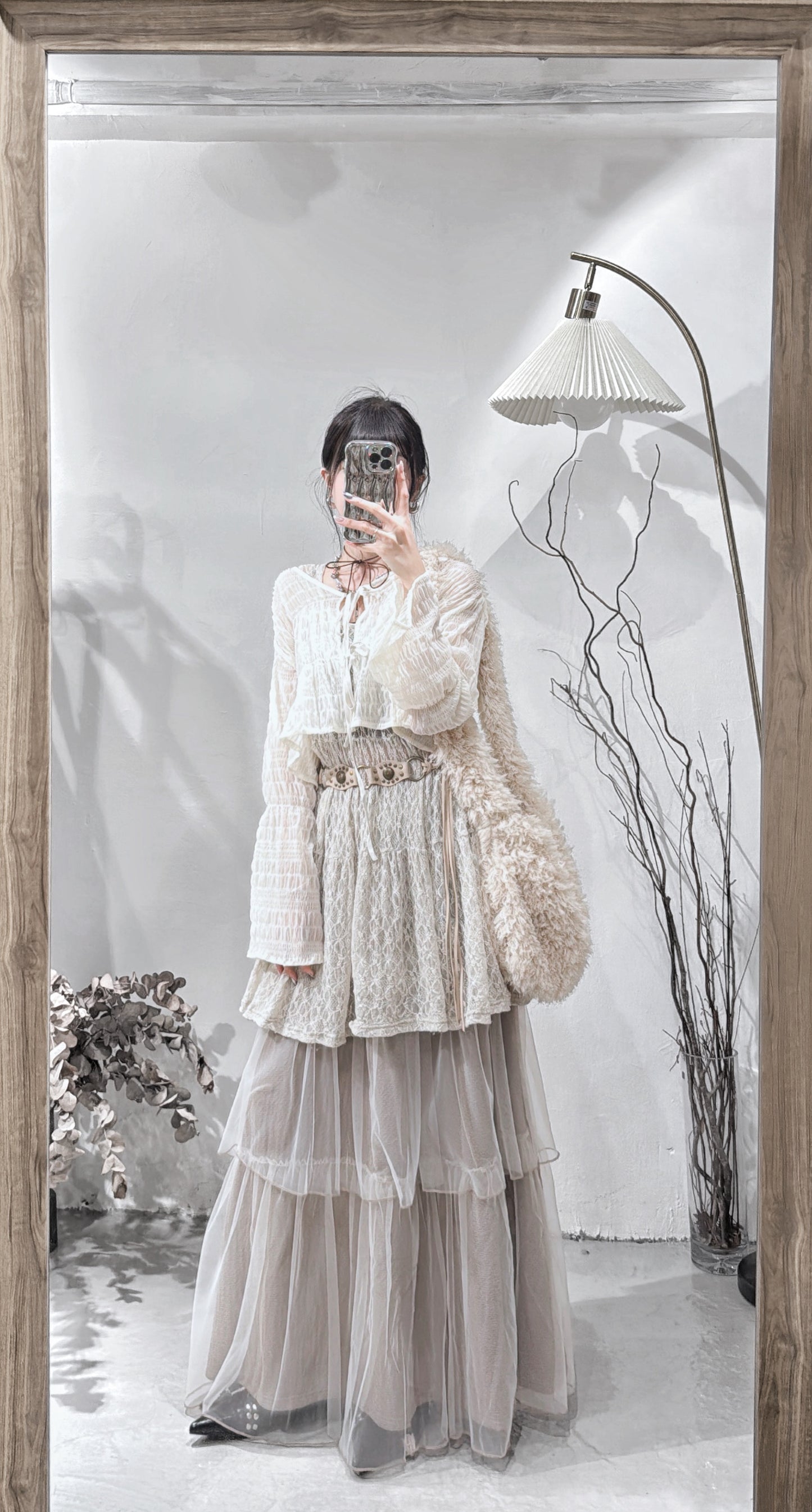 [ 現貨/預訂𐙚⋆˚ ] [ new color! ] [ earth tone 愛好者必入手！] sheer cake skirt / brown