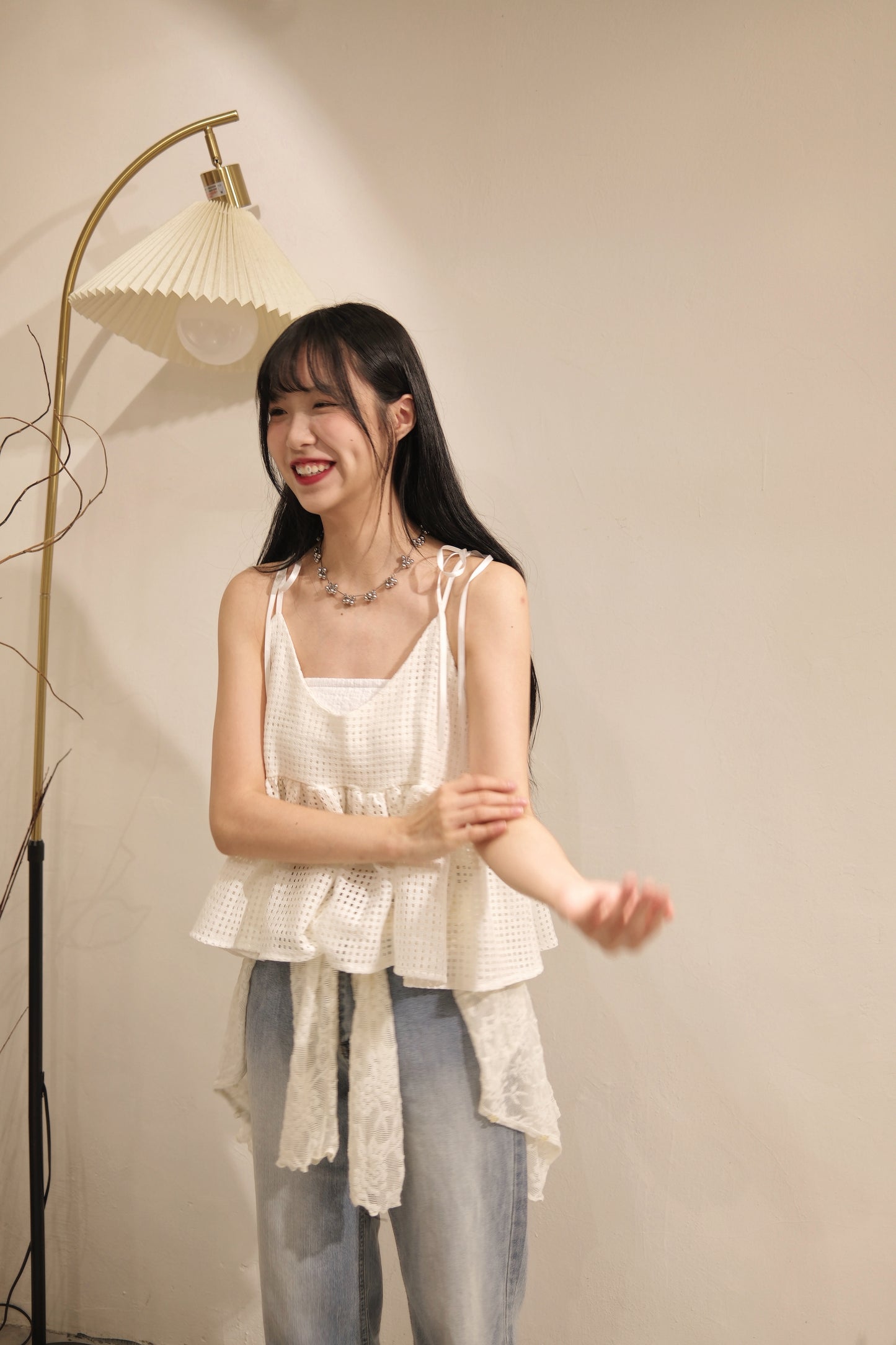 ［   ✮𓂂⋆預訂！超高質！ ] Mesh cami / white